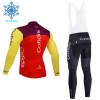 Set Fietsshirt Lange Mouw + Lange Koersbroek 2025 Cofidis Winter Thermal Fleece Rood